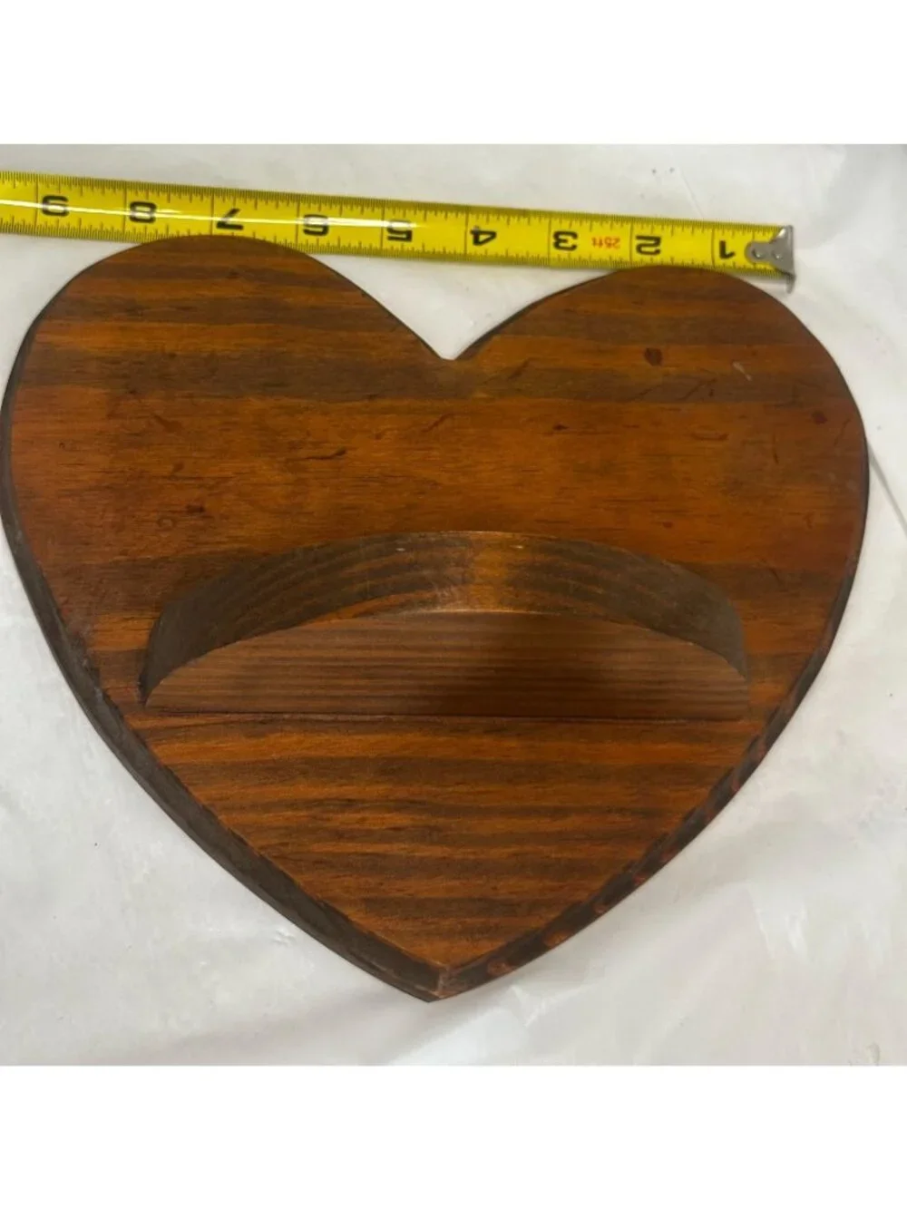 Wood Heart Shape Wall Shelves Stained 9